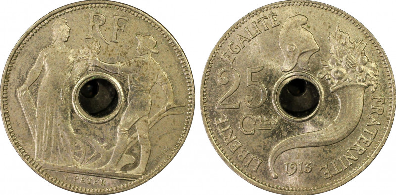 France. IIIe République, Essai de 25 centimes par Peter, grand Module, Paris, 19...