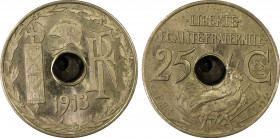 France. IIIe République, Essai de 25 centimes par Pillet, IIème ESSAI,  grand module flan bruni, Paris, 1913, Ni 5 g.
Ref : GEM 73.4, Gadoury (1989) ...