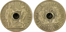 France. IIIe République, Essai de 25 centimes Delpech, grand module, Paris, 1914, Ni 5 g. 
Ref : GEM 69.1, Gadoury (1989) 371, Maz. 2155 (R2)
Conserva...