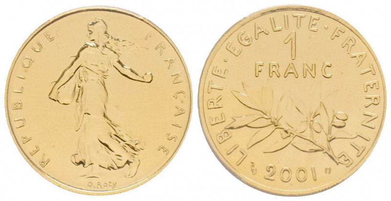France. Cinquième République 1959 à nos jours
1 Franc, 2001, AU 8 g. 750‰
Ref : ...