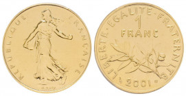 France. Cinquième République 1959 à nos jours
1 Franc, 2001, AU 8 g. 750‰
Ref : G.474a
Conservation : PCGS MS 68
9941 exemplaires frappés