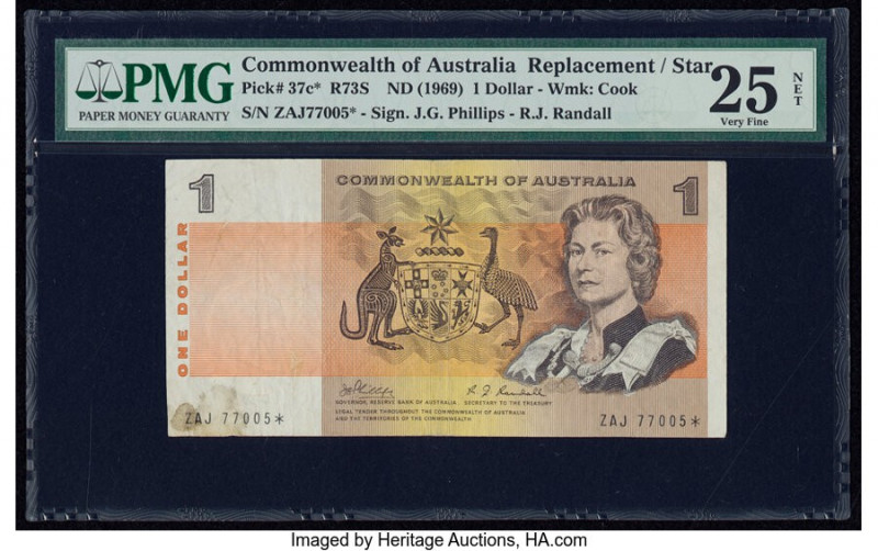 Australia Reserve Bank of Australia 1 Dollar ND (1969) Pick 37c* R73S Replacemen...