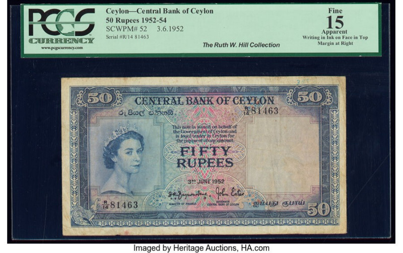 Ceylon Central Bank of Ceylon 50 Rupees 3.6.1952 Pick 52 PCGS Apparent Fine 15. ...