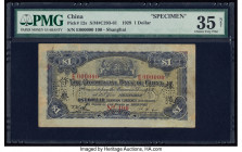 China Commercial Bank of China, Shanghai 1 Dollar 1929 Pick 12s S/M#C293-61 Specimen PMG Choice Very Fine 35 Net. Roulette punched, repaired, piece ad...