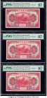 China Bank of Communications 10 Yuan 1914 Pick 118q Three Consecutive Examples PMG Superb Gem Unc 67 EPQ (3). Three consecutive examples in attractive...