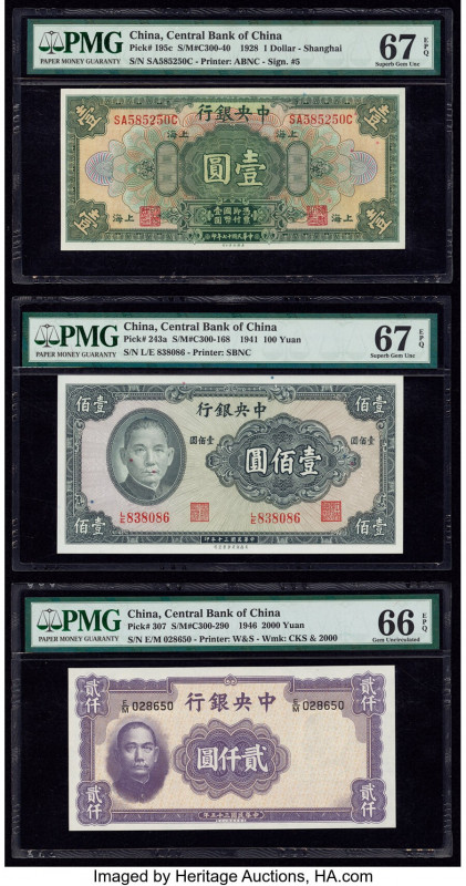 China Central Bank of China 1 Dollar; 100 Yuan; 2000 Yuan 1928; 1941; 1946 Pick ...