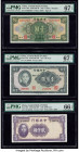 China Central Bank of China 1 Dollar; 100 Yuan; 2000 Yuan 1928; 1941; 1946 Pick 195c; 243a; 307 Three Examples PMG Superb Gem Unc 67 EPQ (2); Gem Unci...