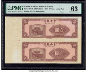 China Central Bank of China 1 Yuan 1945 Pick 375r S/M#C303-1 Uncut Pair of Remainders PMG Choice Uncirculated 63. 

HID09801242017

© 2020 Heritage Au...