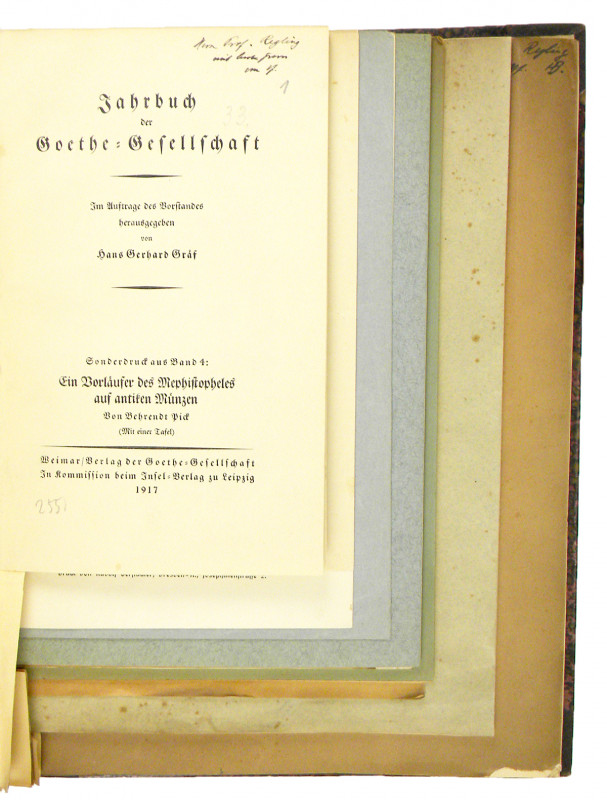 Monographs by Behrendt Pick

Pick, Behrendt. BOUND VOLUME OF OFFPRINTS OF ARTI...