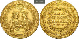 FERDINAND I (1526 - 1564)&nbsp;
Gold medal Wedding of Ferdinand I and Anne of Bohemia and Hungary, b. l., ražba polovina 17. stol., 25,03g, 55 mm, Au...