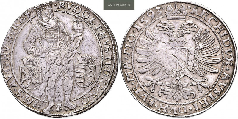 RUDOLF II (1576 - 1612)&nbsp;
1 Thaler, 1593, 29g, Praha. Hal 312&nbsp;

abou...