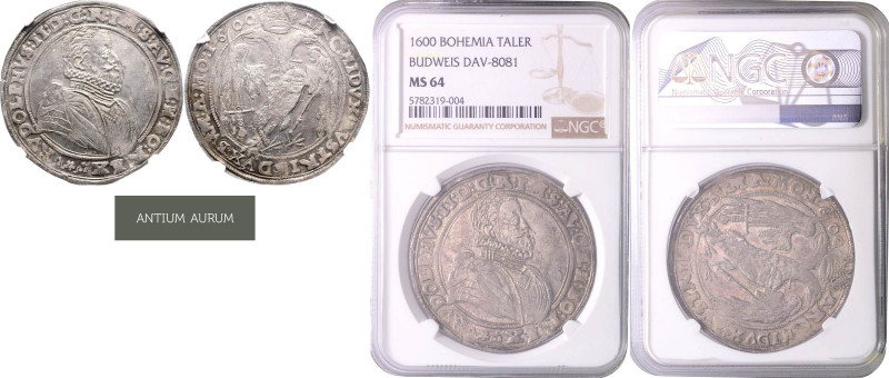 RUDOLF II (1576 - 1612)&nbsp;
1 Thaler, 1600, České Budějovice. Dav 8081&nbsp;...