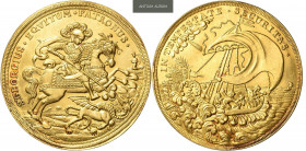 LEOPOLD I (1657 - 1705)&nbsp;
Gold medal (10 Ducats) St. George, 1690, 34,7g, Kremnica. 47 mm, Au 986/1000, Husz 8&nbsp;

about UNC | about UNC