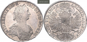 MARIA THERESA (1740 - 1780)&nbsp;
1 Thaler variant different dress, 1762, 28g, Hall. Her 457&nbsp;

about UNC | UNC , vlasové rysky | hairlines | V...