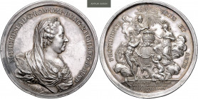 MARIA THERESA (1740 - 1780)&nbsp;
Silver medal Recovery of the Empress from Smallpox, 1767, 60,52g, M. Krafft, 58 mm, Ag 900/1000, Mont 1975&nbsp;
...