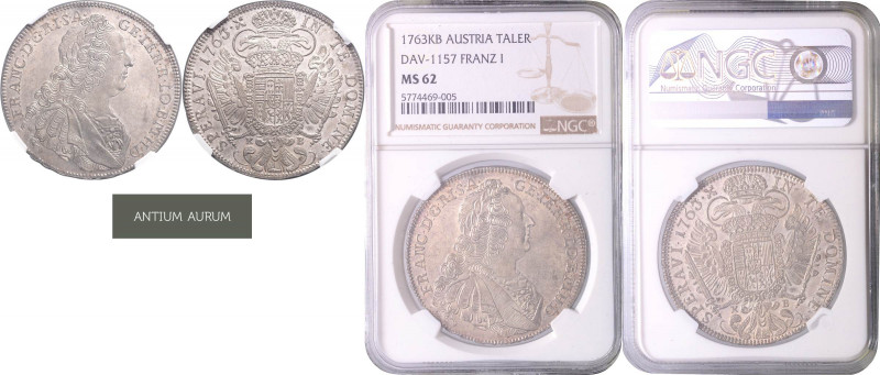 FRANCIS I STEPHEN (1740 - 1765)&nbsp;
1 Thaler, 1763, KB. Dav 1157&nbsp;

UNC...