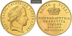 FERDINAND V / I (1835 - 1848)&nbsp;
Coronation jeton (1 Ducat) Coronation Vienna, 1835, 3,48g, Wien. 18 mm, Au 986/1000, Haus 27&nbsp;

EF | EF