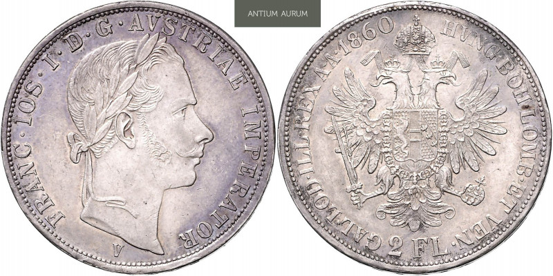 FRANZ JOSEPH I (1848 - 1916)&nbsp;
2 Gulden, 1860, 24,66g, V. Früh 1359&nbsp;
...
