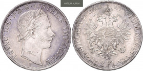 FRANZ JOSEPH I (1848 - 1916)&nbsp;
2 Gulden, 1860, 24,66g, V. Früh 1359&nbsp;

EF | EF