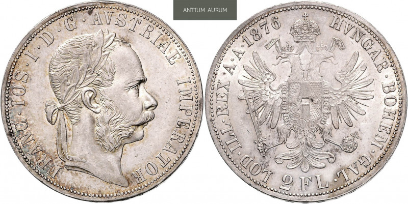 FRANZ JOSEPH I (1848 - 1916)&nbsp;
2 Gulden, 1876, 24,72g, Früh 1375&nbsp;

a...