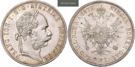 FRANZ JOSEPH I (1848 - 1916)&nbsp;
2 Gulden, 1877, 24,6g, Früh 1376&nbsp;

EF | EF , vlasová ryska | hairline