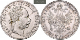 FRANZ JOSEPH I (1848 - 1916)&nbsp;
2 Gulden, 1881, 24,74g, Früh 1380&nbsp;

EF | EF