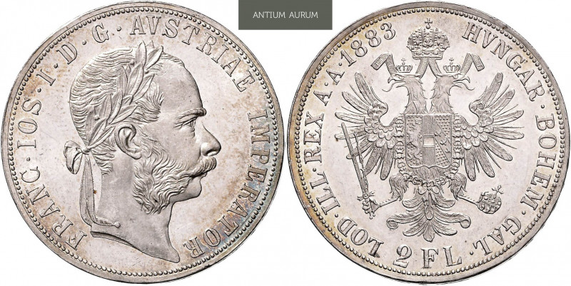 FRANZ JOSEPH I (1848 - 1916)&nbsp;
2 Gulden, 1883, 24,7g, Früh 1382&nbsp;

ab...