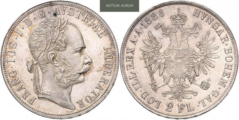 FRANZ JOSEPH I (1848 - 1916)&nbsp;
2 Gulden, 1886, 24,66g, Früh 1385&nbsp;

a...