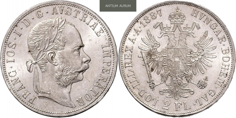 FRANZ JOSEPH I (1848 - 1916)&nbsp;
2 Gulden, 1887, 24,69g, Früh 1386&nbsp;

a...