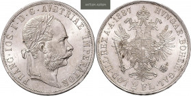 FRANZ JOSEPH I (1848 - 1916)&nbsp;
2 Gulden, 1887, 24,69g, Früh 1386&nbsp;

about UNC | about UNC