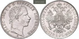FRANZ JOSEPH I (1848 - 1916)&nbsp;
1 Gulden, 1861, 12,33g, E. Früh 1462&nbsp;

EF | EF