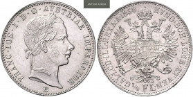 FRANZ JOSEPH I (1848 - 1916)&nbsp;
1/4 Gulden, 1858, 5,33g, E. Früh 1520&nbsp;

about UNC | about UNC