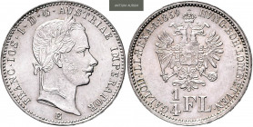 FRANZ JOSEPH I (1848 - 1916)&nbsp;
1/4 Gulden, 1859, 5,33g, E. Früh 1526&nbsp;

UNC | UNC