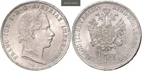 FRANZ JOSEPH I (1848 - 1916)&nbsp;
1/4 Gulden, 1859, 5,37g, V. Früh 1528&nbsp;

UNC | UNC