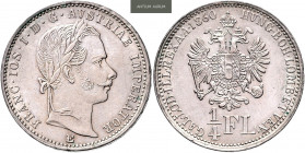 FRANZ JOSEPH I (1848 - 1916)&nbsp;
1/4 Gulden, 1860, 5,37g, E. Früh 1531&nbsp;

UNC | UNC