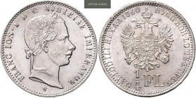FRANZ JOSEPH I (1848 - 1916)&nbsp;
1/4 Gulden, 1860, 5,31g, V. Früh 1532&nbsp;

UNC | UNC