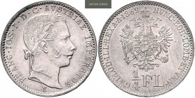 FRANZ JOSEPH I (1848 - 1916)&nbsp;
1/4 Gulden, 1862, 5,34g, E. Früh 1539&nbsp;

UNC | UNC