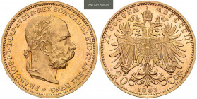 FRANZ JOSEPH I (1848 - 1916)&nbsp;
20 Corona, 1903, 6,77g, Früh 1935&nbsp;

EF | EF