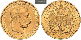 FRANZ JOSEPH I (1848 - 1916)&nbsp;
20 Corona, 1904, 6,75g, Früh 1936&nbsp;

EF | EF