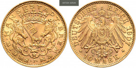 BREMEN&nbsp;
10 Mark, 1907, 3,97g, J. Jäg 204&nbsp;

EF | EF