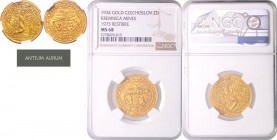 CZECHOSLOVAKIA&nbsp;
Gold medal (2 Ducats) Revival of Kremnitz´ Mining, 1934 / 1973, 6,98g, Kremnica. A. Hám, 25 mm, Au 987/1000, MCH CSR1-MED9&nbsp;...