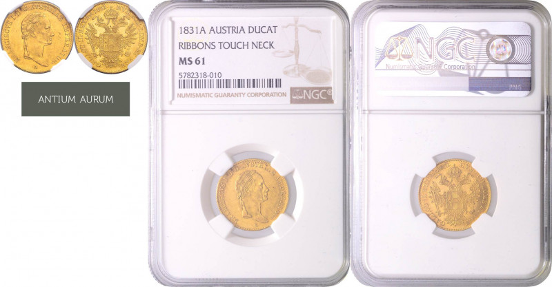 FRANCIS II / I (1792 - 1806 - 1835)&nbsp;
1 Ducat (ribbons touch neck), 1831, A...