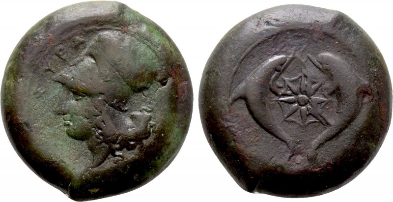 SICILY. Syracuse. Dionysios I (405-367 BC). Ae Drachm. 

Obv: ΣYPA. 
Helmeted...