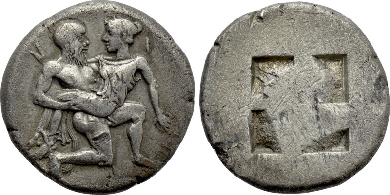 THRACE. Thasos. Stater (Circa 412-404 BC).

Obv: Satyr advancing right, carryi...