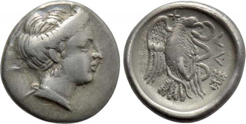 EUBOIA. Chalkis. Drachm (Circa 338-308 BC). 

Obv: Head of the nymph Chalkis r...