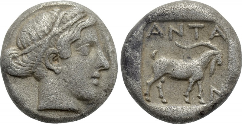TROAS. Antandros. Drachm (Late 5th century).

Obv: Head of female (Artemis Ast...