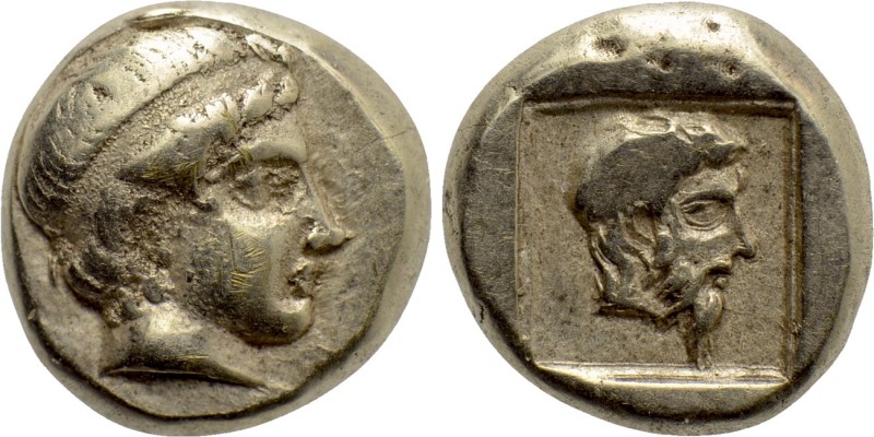 LESBOS. Mytilene. EL Hekte (Circa 454-428/7 BC). 

Obv: Male head right, weari...