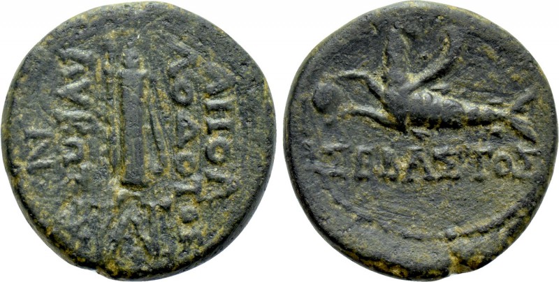 CARIA. Trapezopolis. Augustus (27 BC-14 AD). Ae. Apollodotos Lykotou, magistrate...