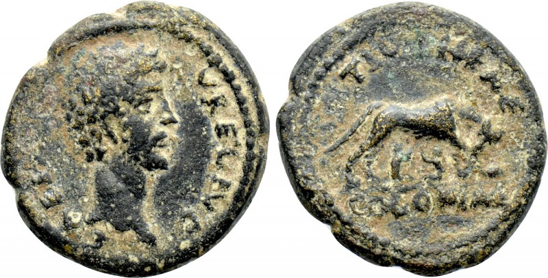 PISIDIA. Antioch. Marcus Aurelius (Caesar, 139-161). Ae. 

Obv: AVRELIVS CAESA...