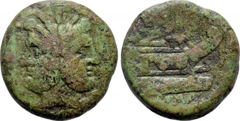 ANONYMOUS. As (After 211 BC). Uncertain mint. 

Obv: Laureate head of bearded ...